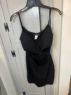 Olga Black Wrap-Style Slip Dress